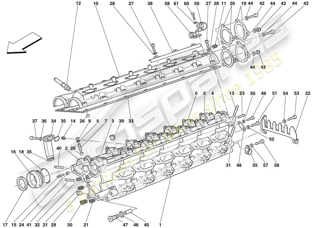 ferrari 612 scaglietti (rhd) culata del lado derecho diagrama de piezas