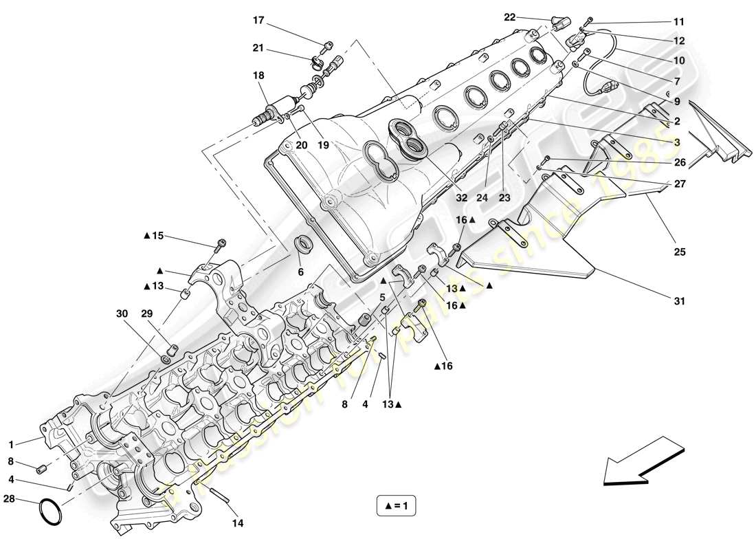 ferrari 599 sa aperta (rhd) diagrama de piezas de la culata del mano izquierdo
