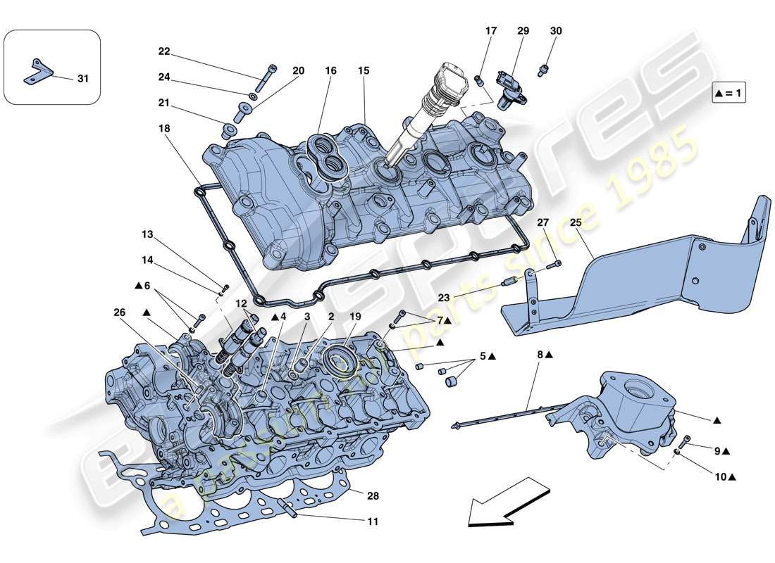 ferrari 458 speciale (rhd) left hand cylinder head diagrama de piezas