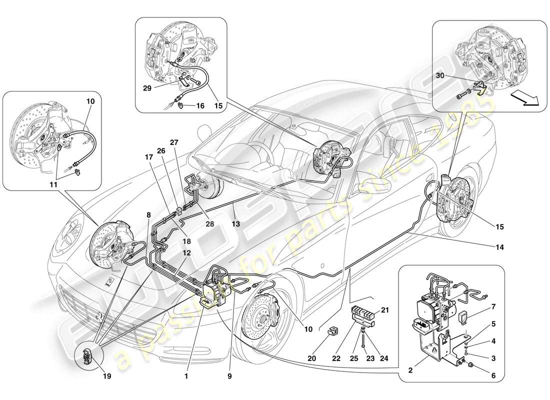 ferrari 612 sessanta (europe) diagrama de piezas del sistema de frenos