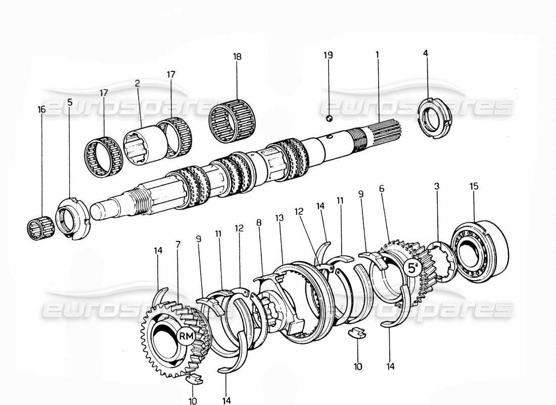 ferrari 365 gtc4 (mechanical) engranajes segundo eje - revisión diagrama de piezas