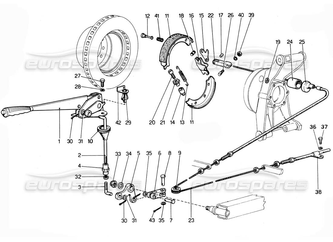 ferrari 365 gtc4 (mechanical) freno de mano - revisión diagrama de piezas