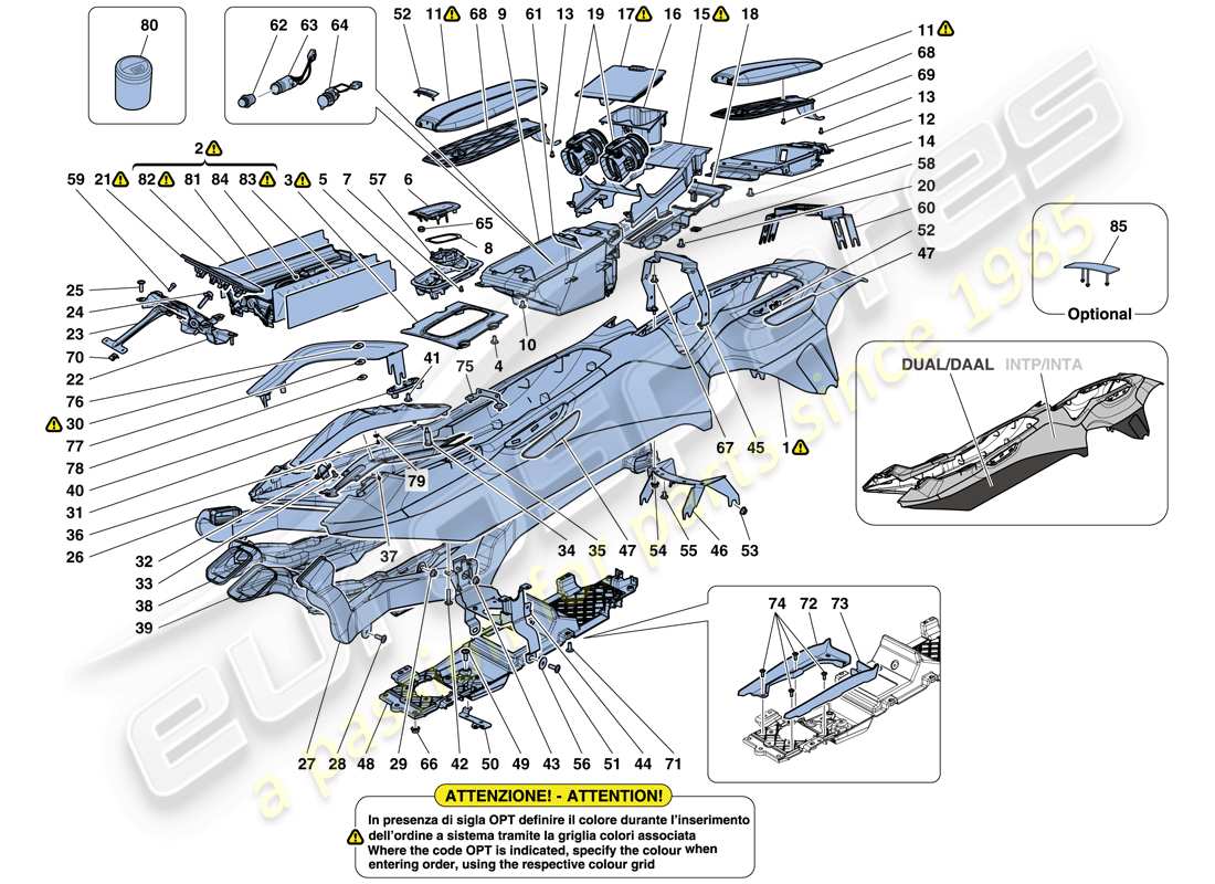 ferrari gtc4 lusso t (rhd) túnel - subestructura y accesorios diagrama de piezas