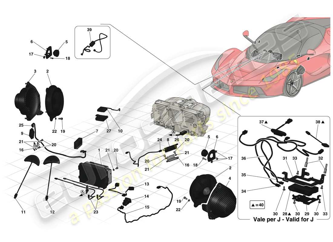 ferrari laferrari (europe) audio - sistema de infoentretenimiento diagrama de piezas