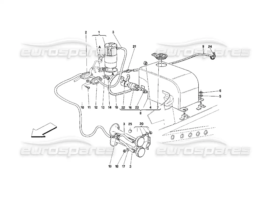 ferrari 348 (2.7 motronic) arandela y bocinas diagrama de piezas