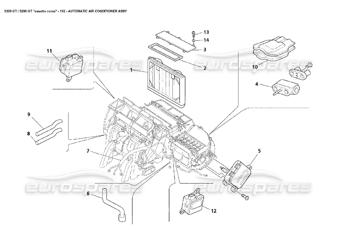 maserati 3200 gt/gta/assetto corsa air conditioner assy: 1 diagrama de piezas