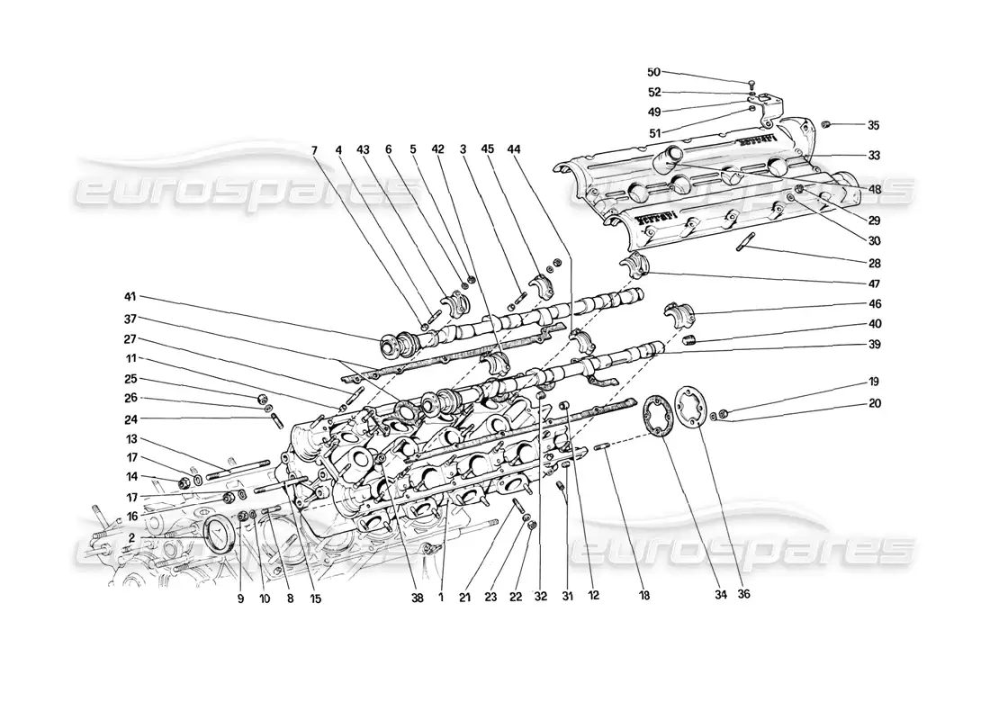 ferrari 308 (1981) gtbi/gtsi culata (izquierda) diagrama de piezas