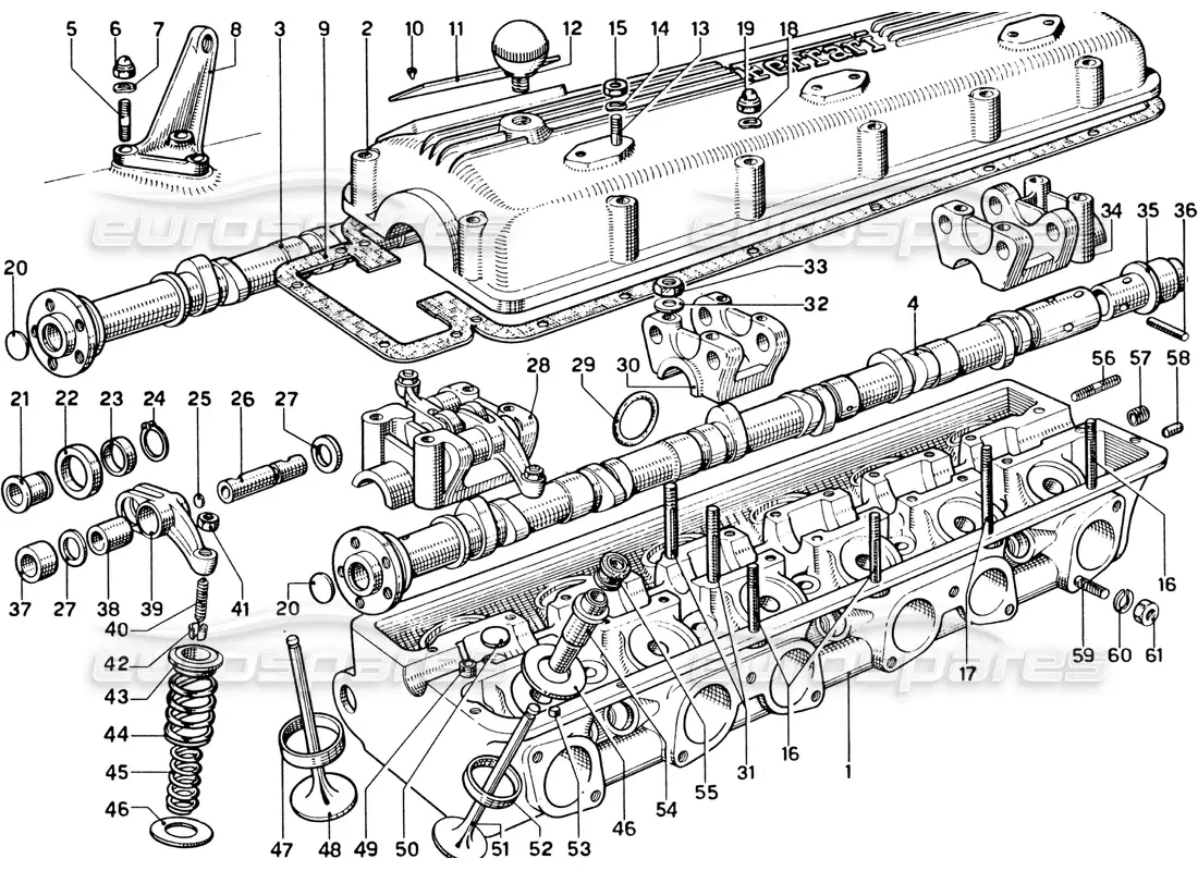 ferrari 330 gtc coupe culatas diagrama de piezas