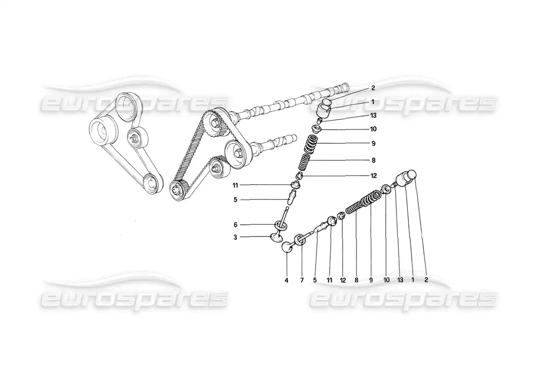 ferrari 308 (1981) gtbi/gtsi timing system - tappets diagrama de piezas