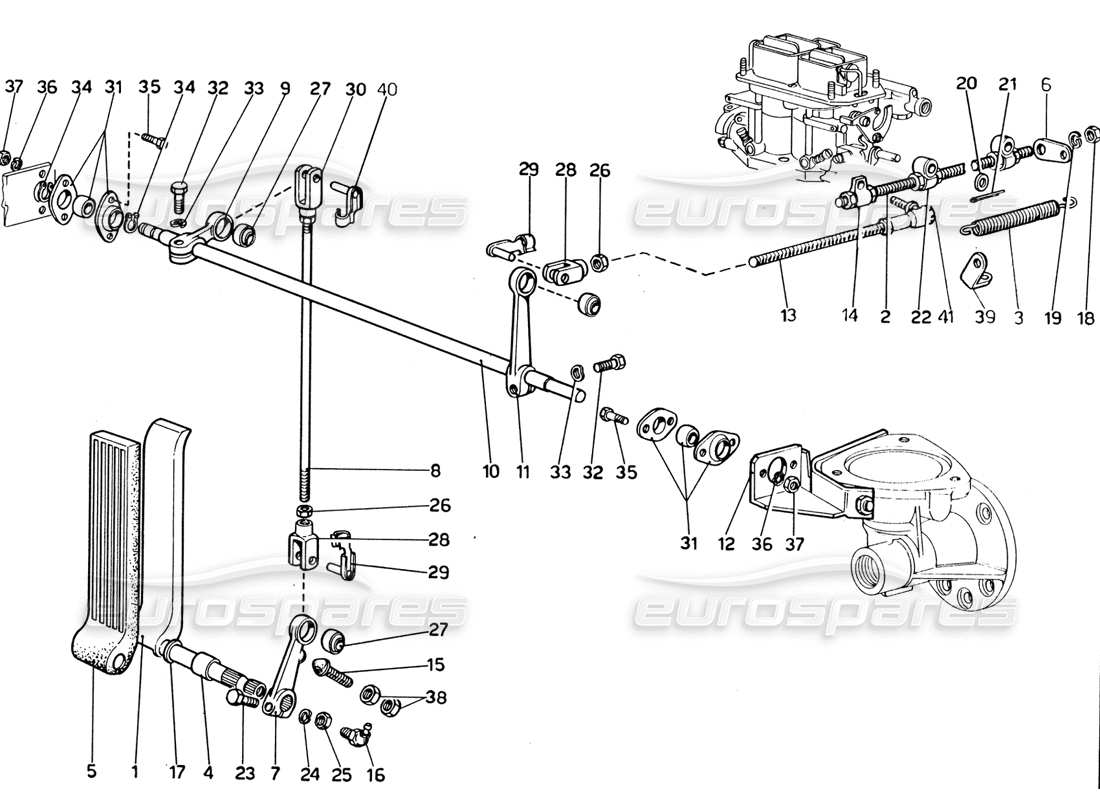 ferrari 365 gtb4 daytona (1969) control del acelerador (1974 revisión) diagrama de piezas