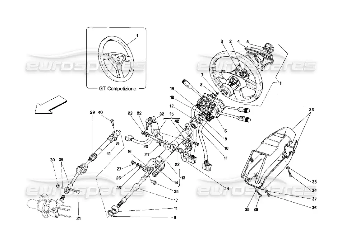 ferrari 348 (2.7 motronic) columna de dirección diagrama de piezas