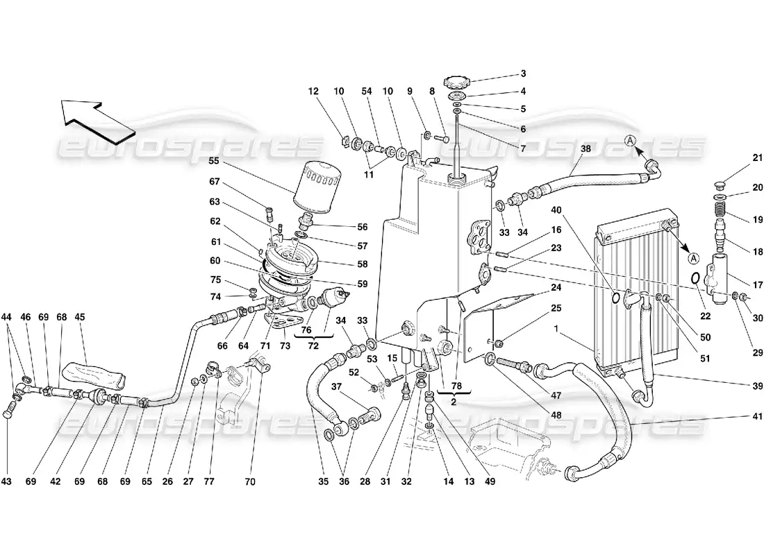 ferrari 355 (5.2 motronic) sistema de lubricación diagrama de piezas
