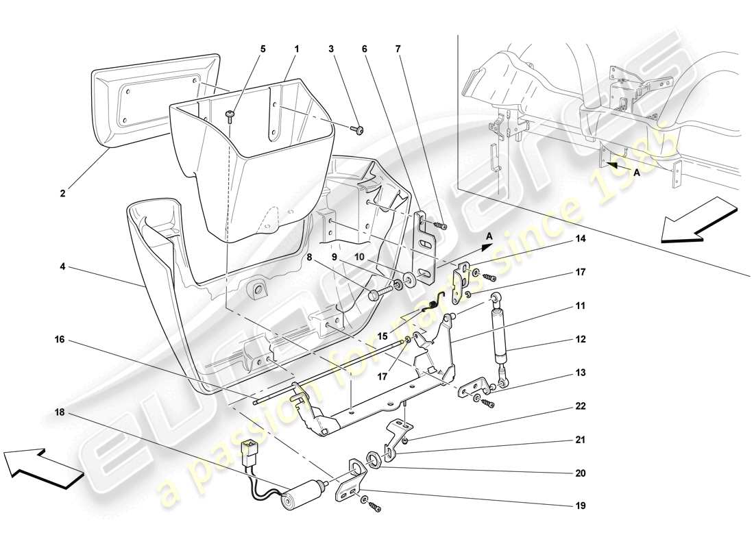 ferrari f430 scuderia (rhd) compartimento de cuadrículos trasero diagrama de piezas