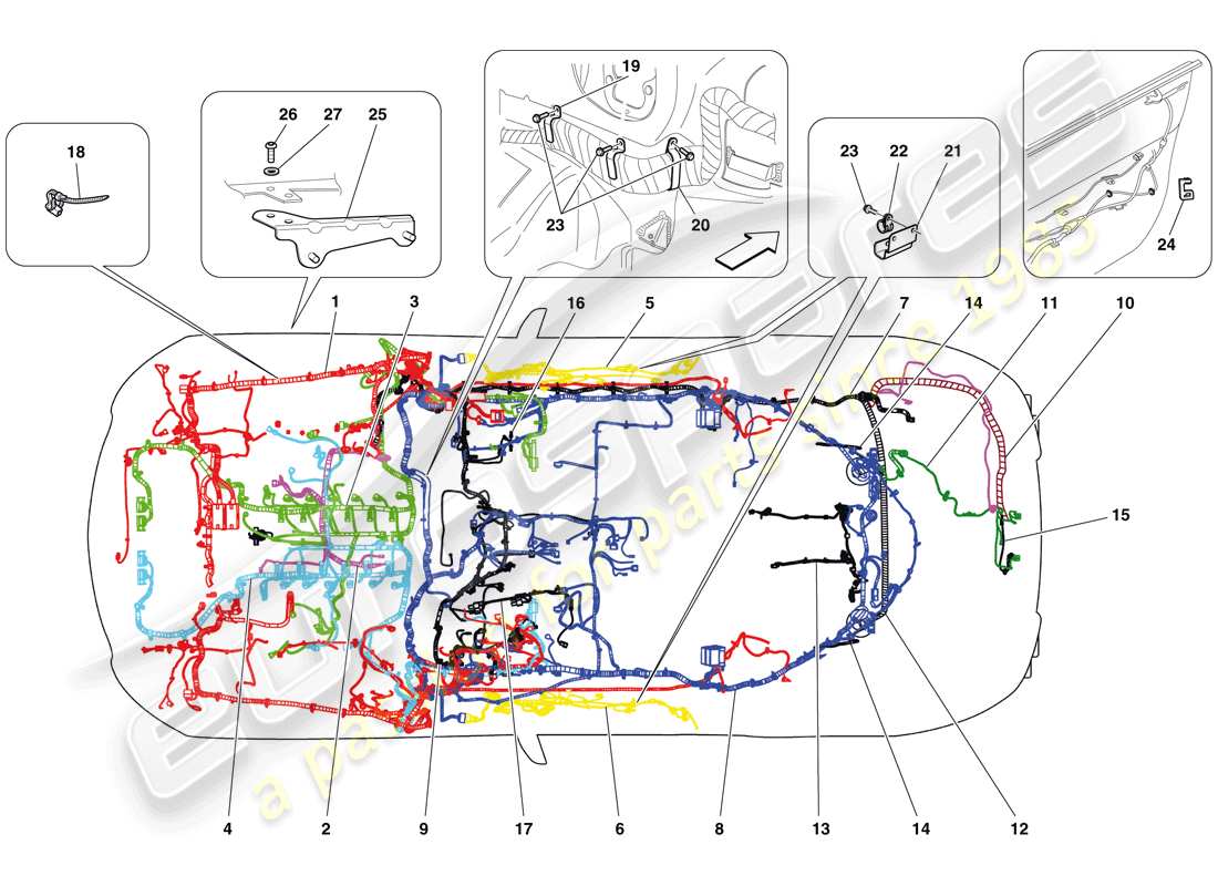 ferrari 599 gto (europe) diagrama de piezas del sistema eléctrico