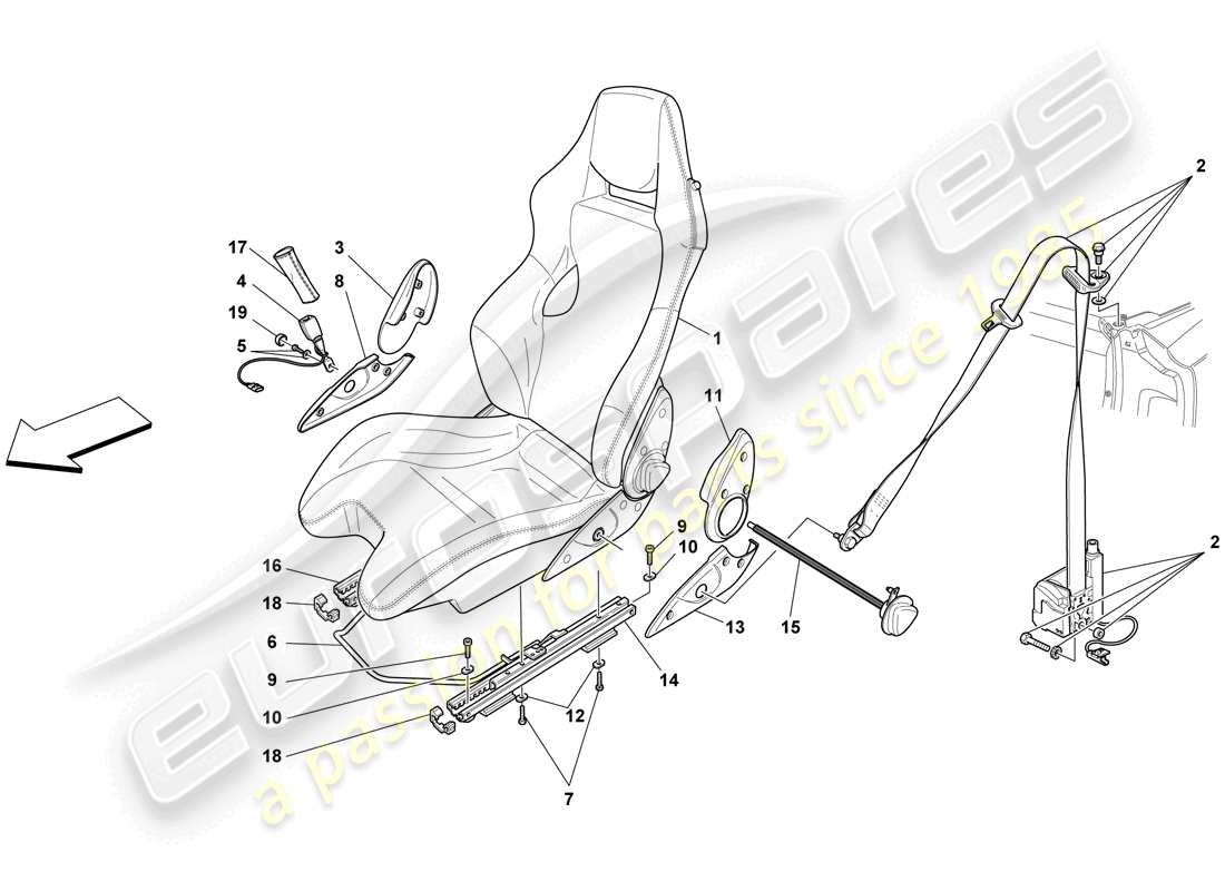 ferrari f430 spider (rhd) racing seat- optional part diagram