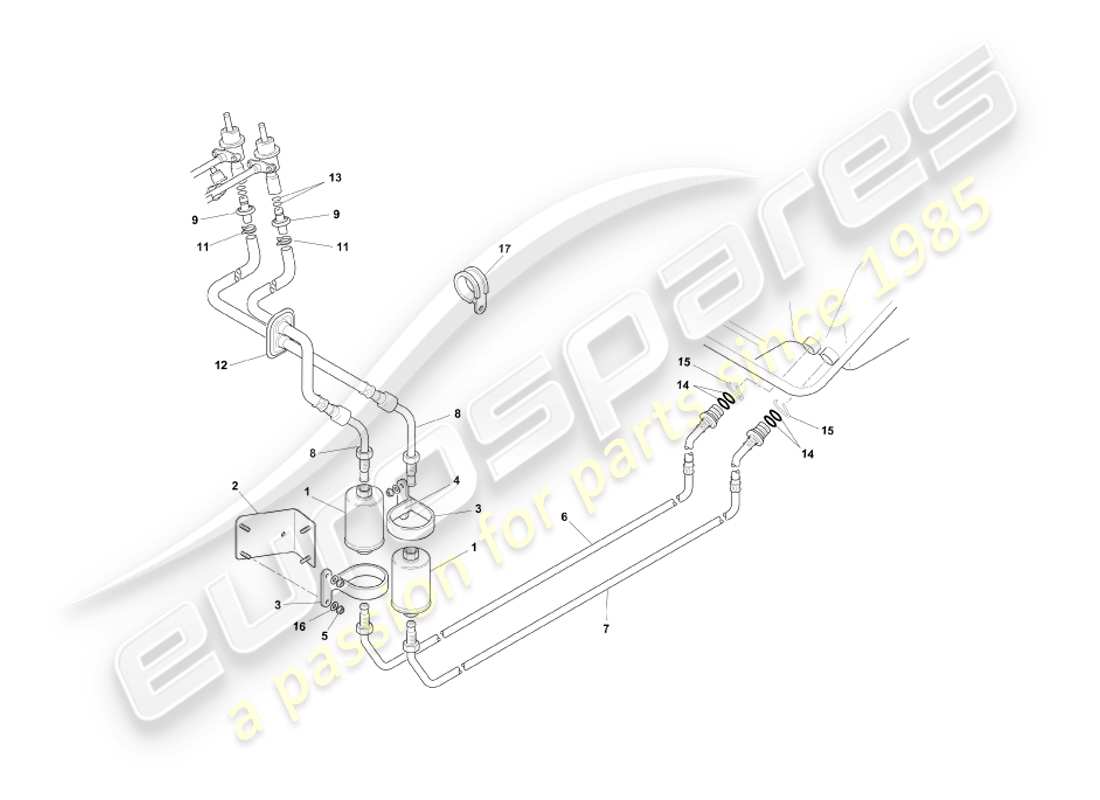 aston martin db7 vantage (2001) diagrama de piezas del sistema de combustible