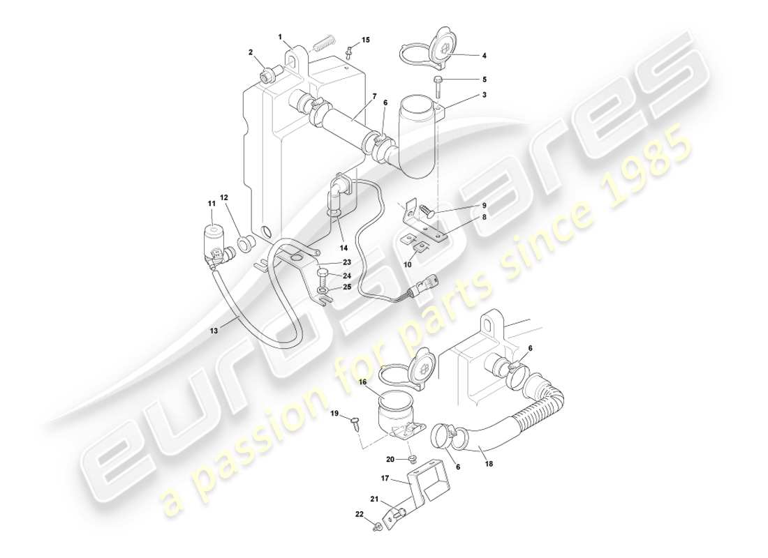 aston martin db7 vantage (2001) diagrama de piezas de los lavaparabrisas