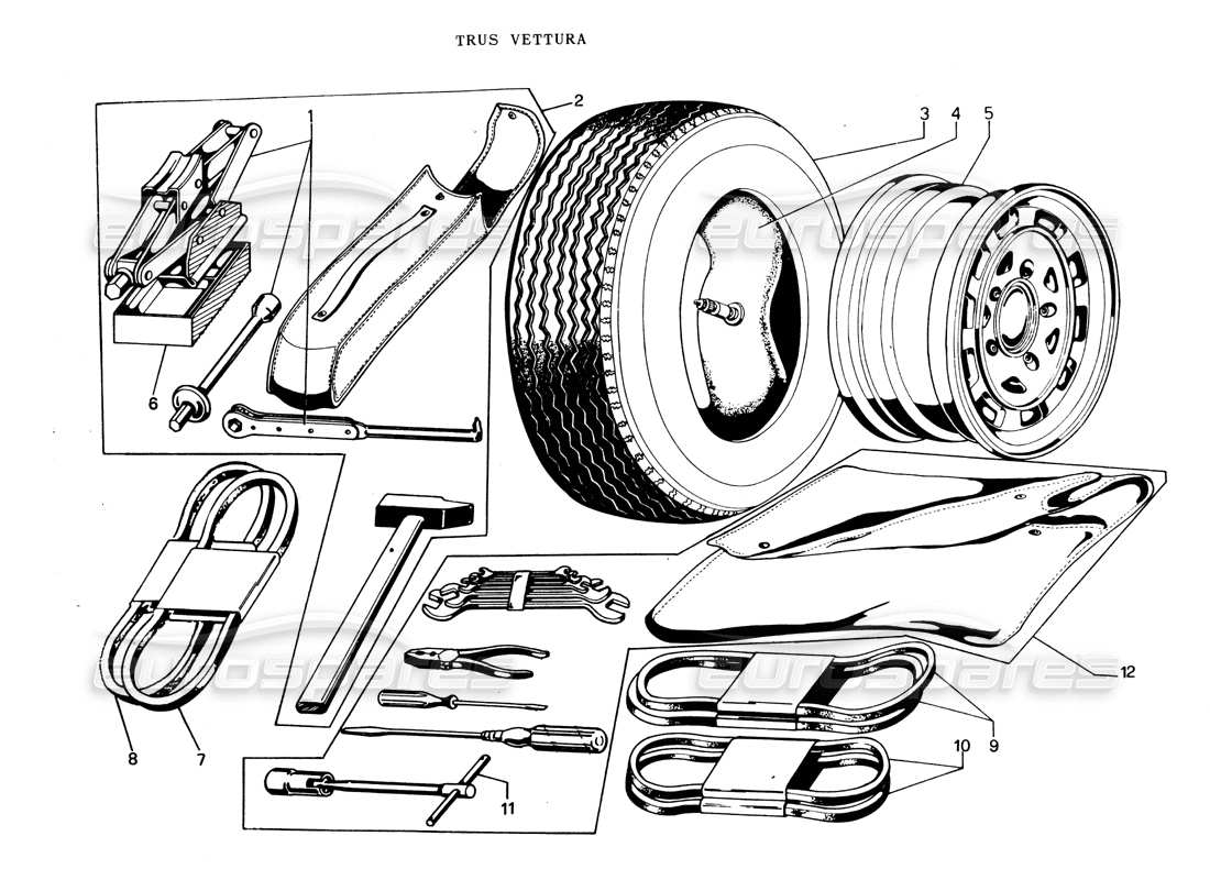 lamborghini espada tool kit (pirelli) diagrama de piezas