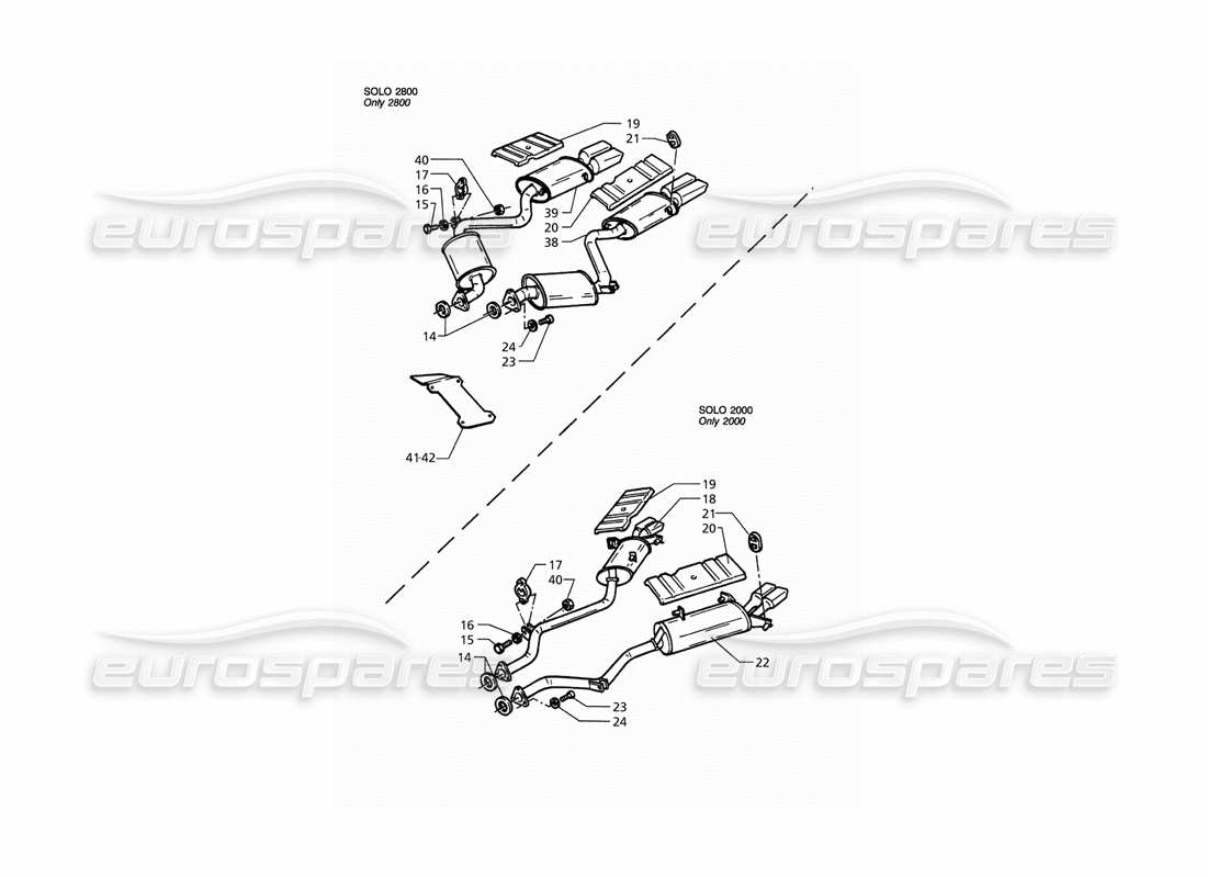 maserati qtp. 3.2 v8 (1999) diagrama de piezas del sistema de escape trasero