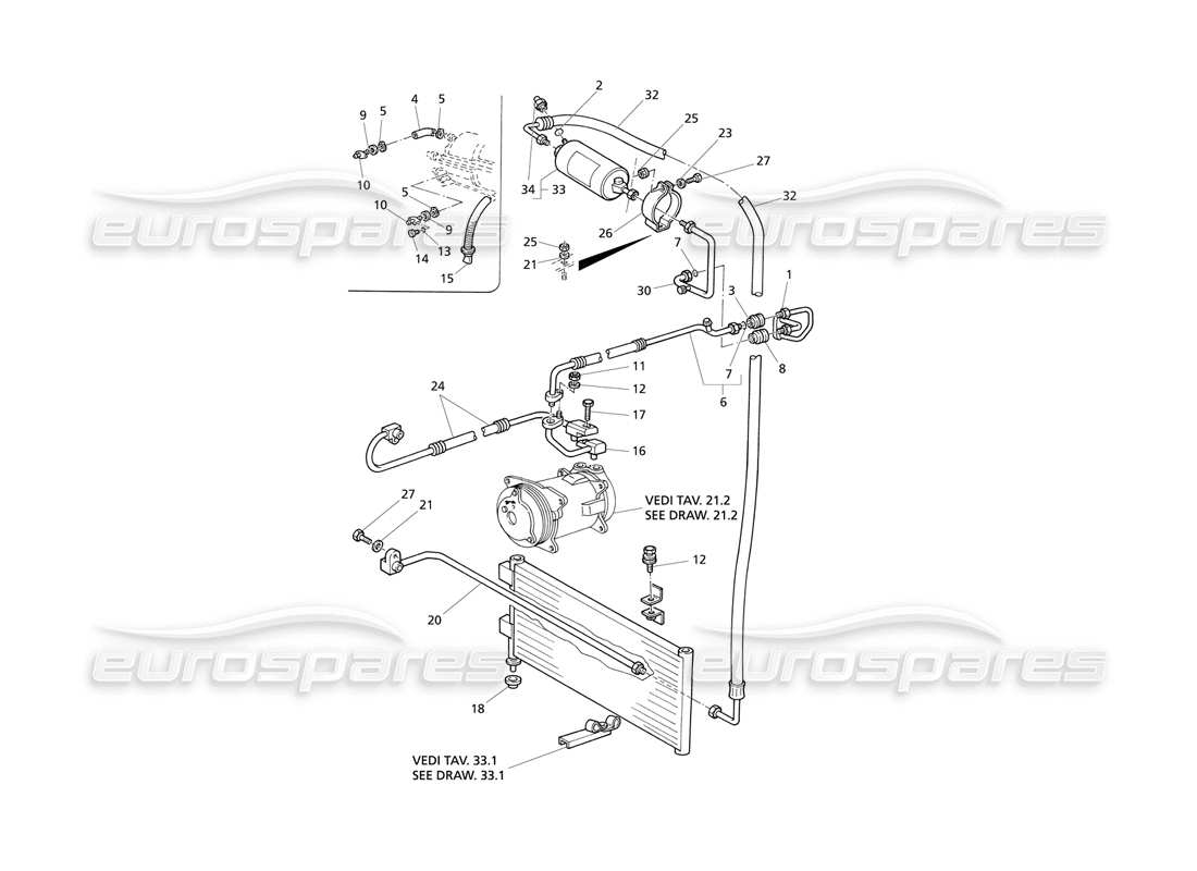 maserati qtp v8 evoluzione diagrama de piezas del sistema de aire acondicionado (transmisión derecha)