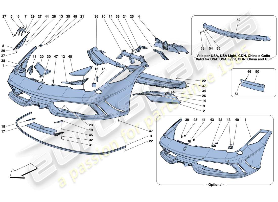 ferrari 458 speciale aperta (europe) diagrama de piezas del parachoques delantero