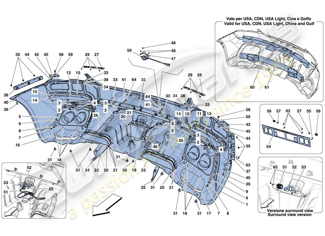 ferrari gtc4 lusso t (europe) parachoques trasero diagrama de piezas