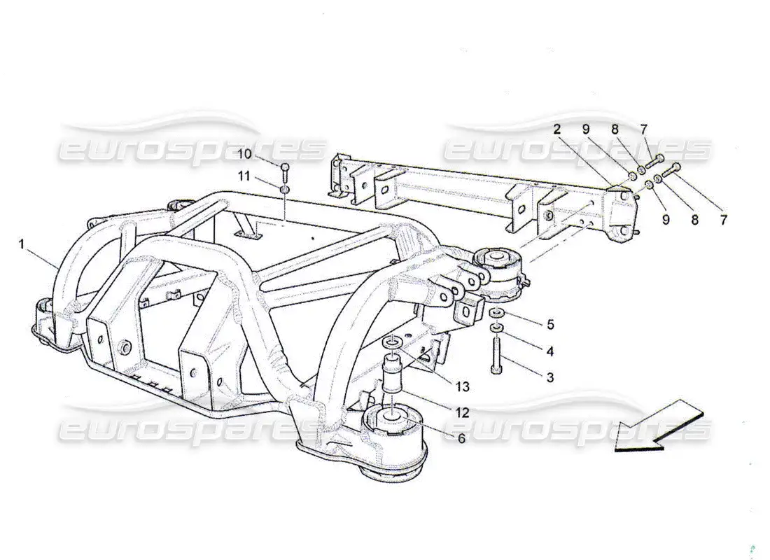 maserati qtp. (2010) 4.2 chasis trasero diagrama de piezas