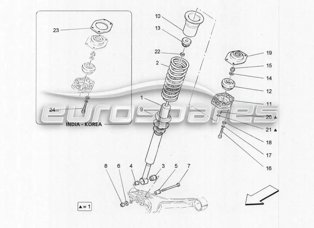 maserati grancabrio mc centenario órganos de amortiguación frontal diagrama de piezas