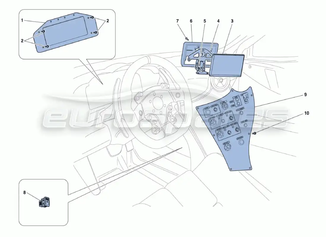 ferrari 488 challenge instrumentos internos diagrama de piezas