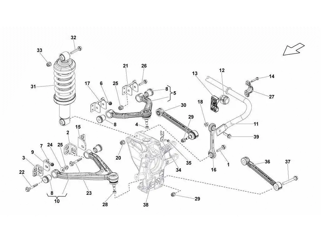 lamborghini gallardo lp560-4s update brazos traseros diagrama de piezas