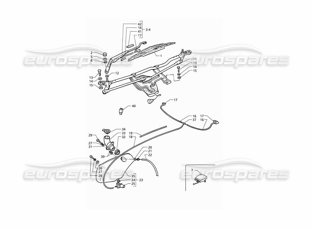 maserati qtp v6 (1996) windscreen wiper and washer (rhd) part diagram