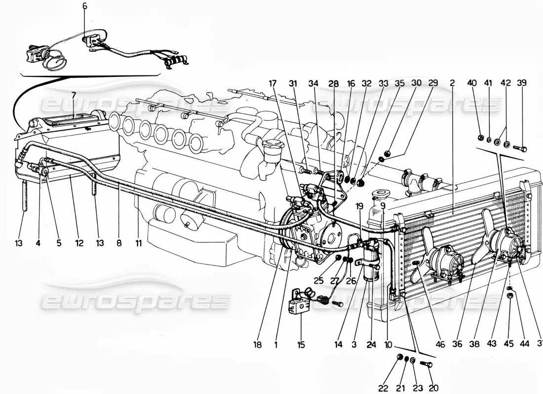 ferrari 365 gtc4 (mechanical) diagrama de piezas del sistema de aire acondicionado