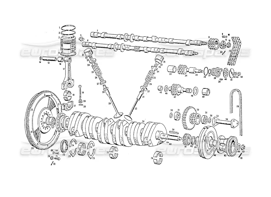 maserati 3500 gt piezas móviles y sincronización diagrama de piezas