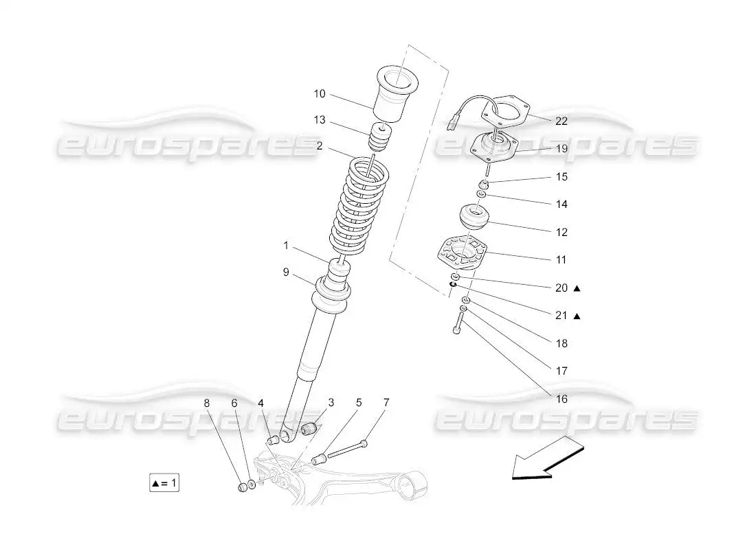 maserati qtp. (2011) 4.2 auto diagrama de piezas de los dispositivos amortiguadores delanteros