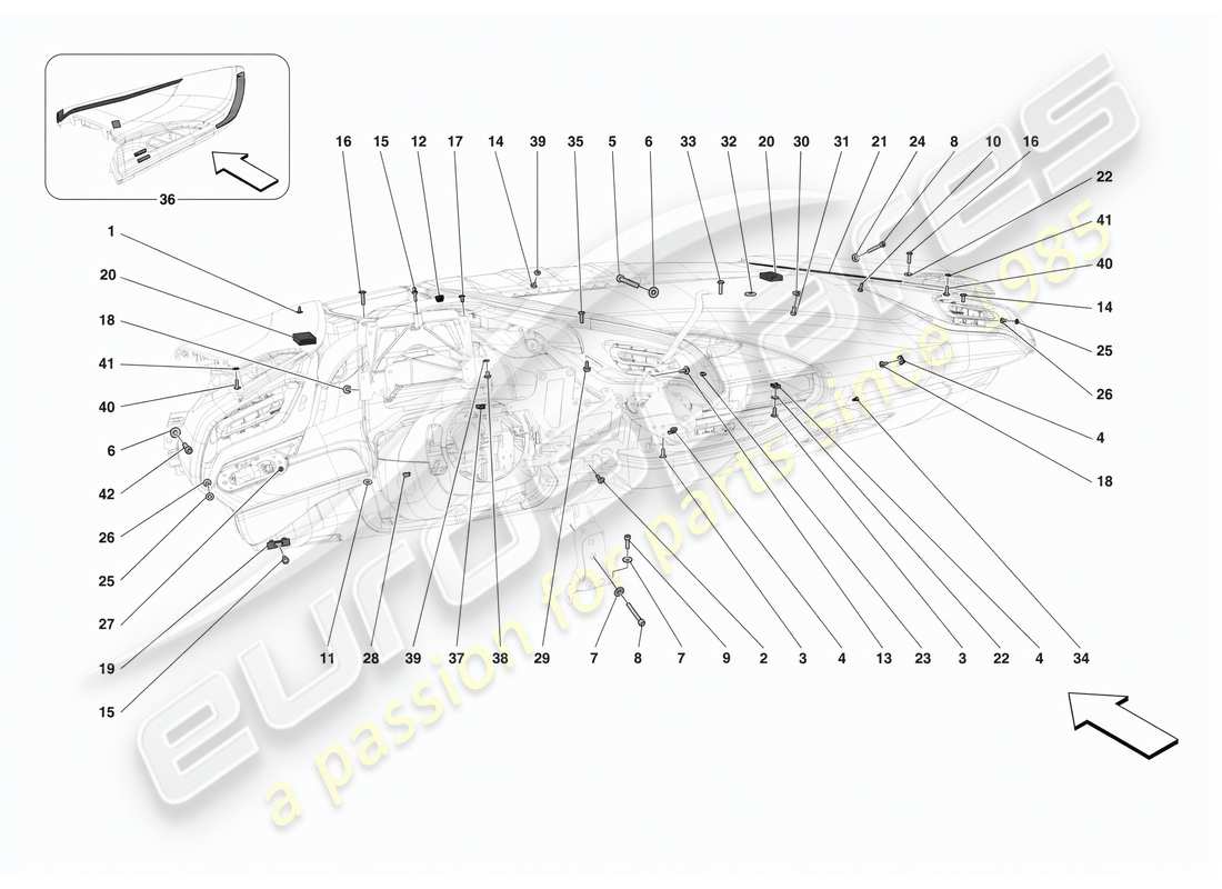 ferrari sf90 stradale tablero - sujetadores diagrama de piezas
