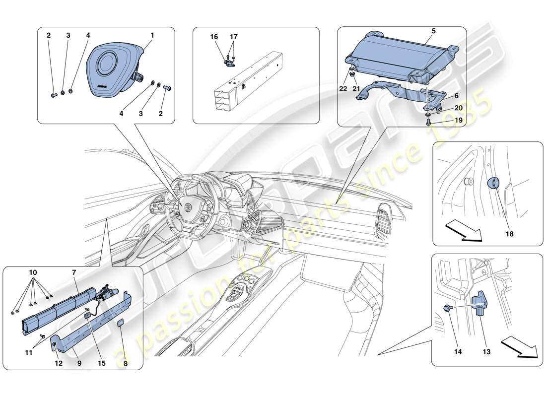 ferrari 458 spider (usa) diagrama de piezas de airbags