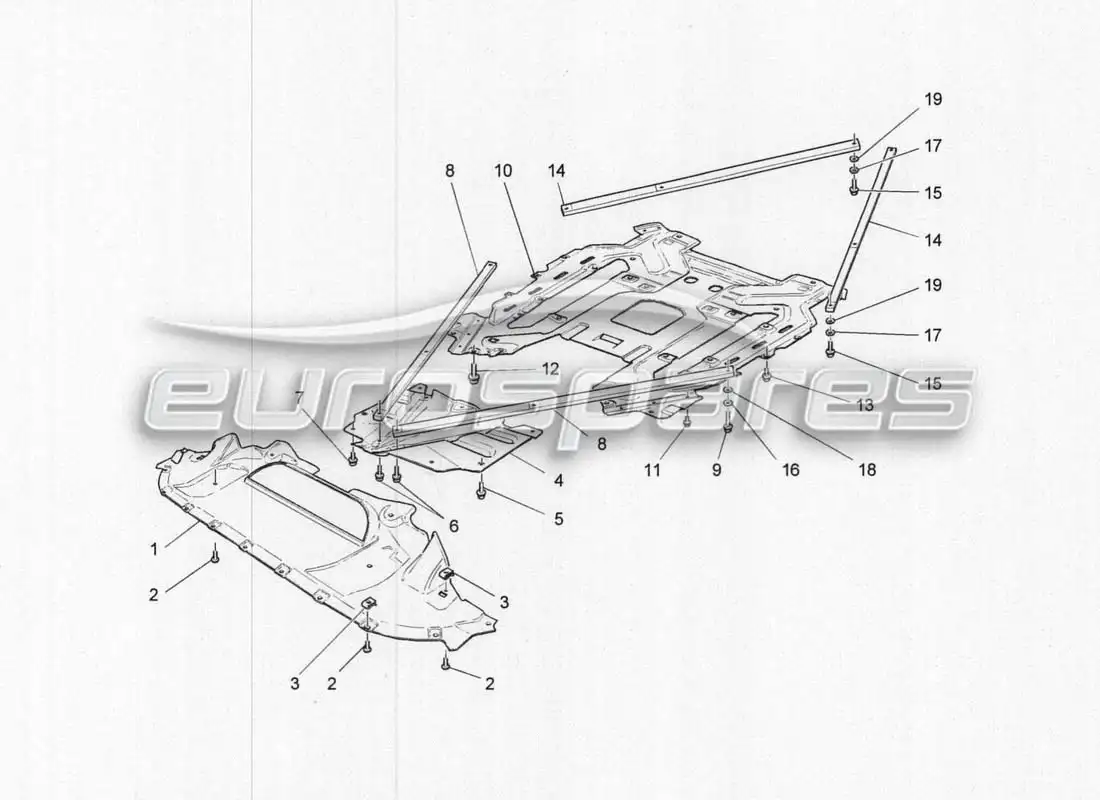 maserati grancabrio mc centenario protección de bajos y bajos del suelo diagrama de piezas