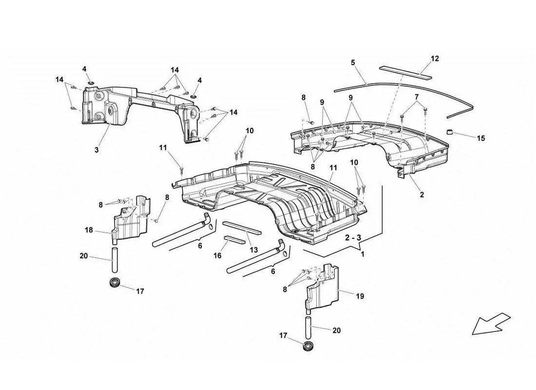 lamborghini gallardo lp560-4s update parte superior plegable diagrama de piezas