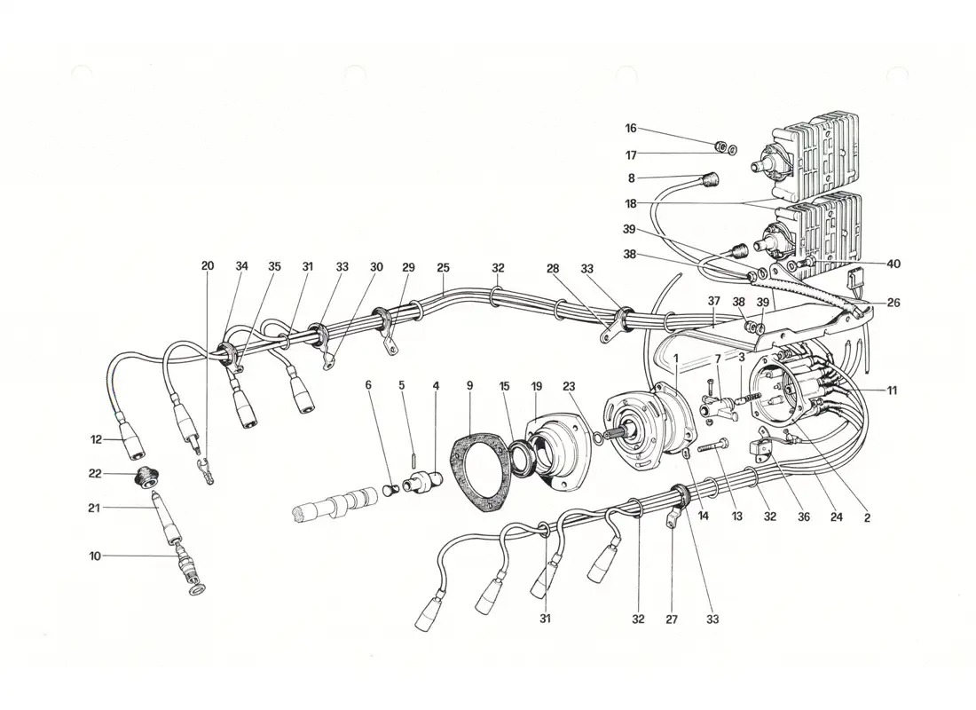 ferrari 208 gtb gts encendido del motor diagrama de piezas