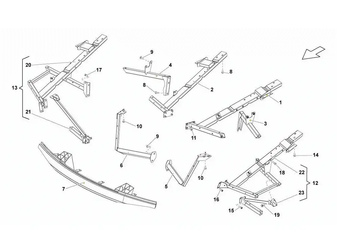lamborghini gallardo lp570-4s perform accesorios del marco frontal diagrama de piezas