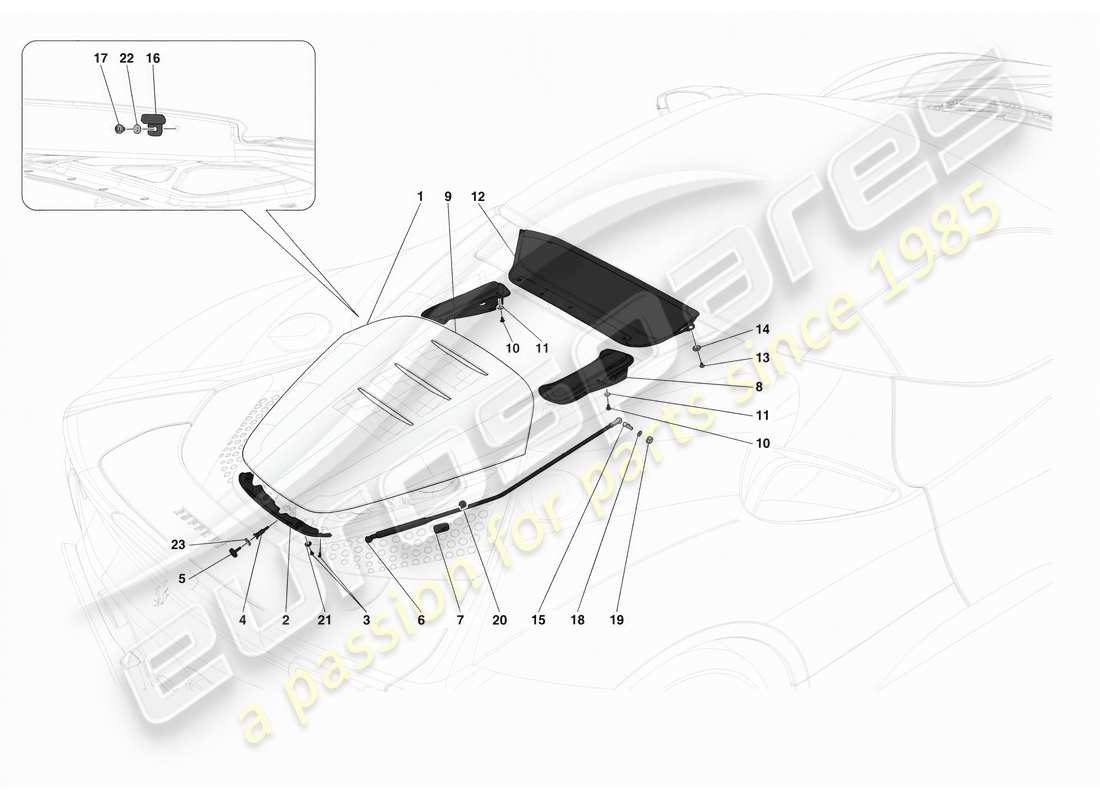 ferrari sf90 stradale embellecedor de tapa trasera diagrama de piezas