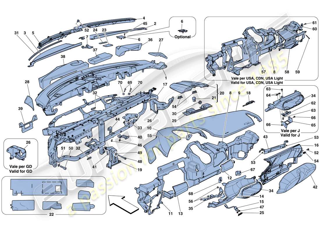 ferrari 458 speciale aperta (rhd) diagrama de piezas del tablero