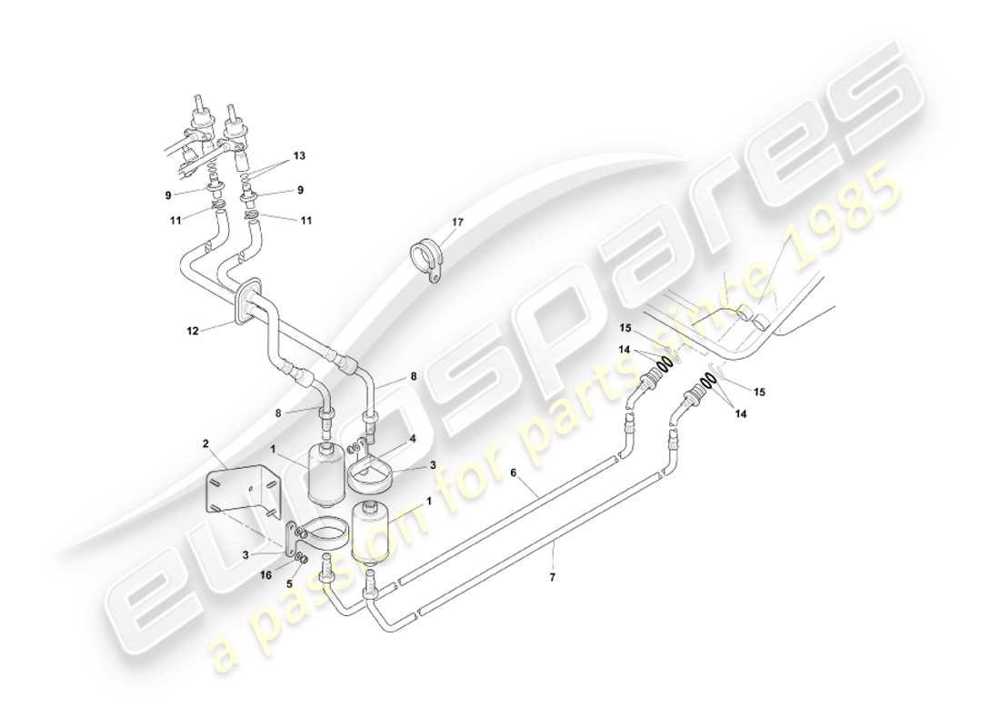 aston martin db7 vantage (1999) diagrama de piezas del sistema de combustible