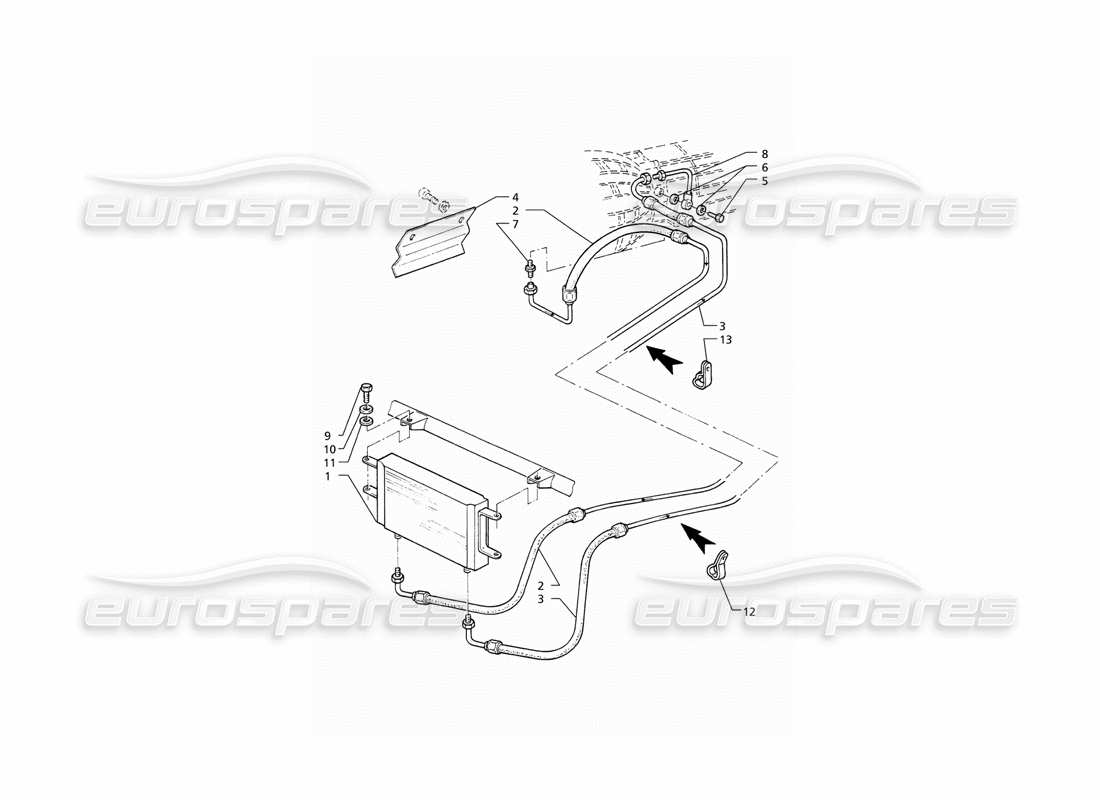 maserati qtp v6 (1996) diagrama de piezas del radiador de aceite de la transmisión automática (4hp)