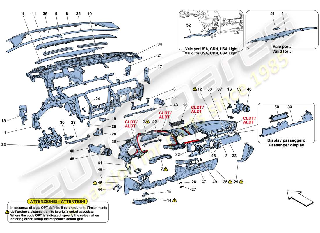 ferrari 812 superfast (usa) diagrama de piezas del tablero