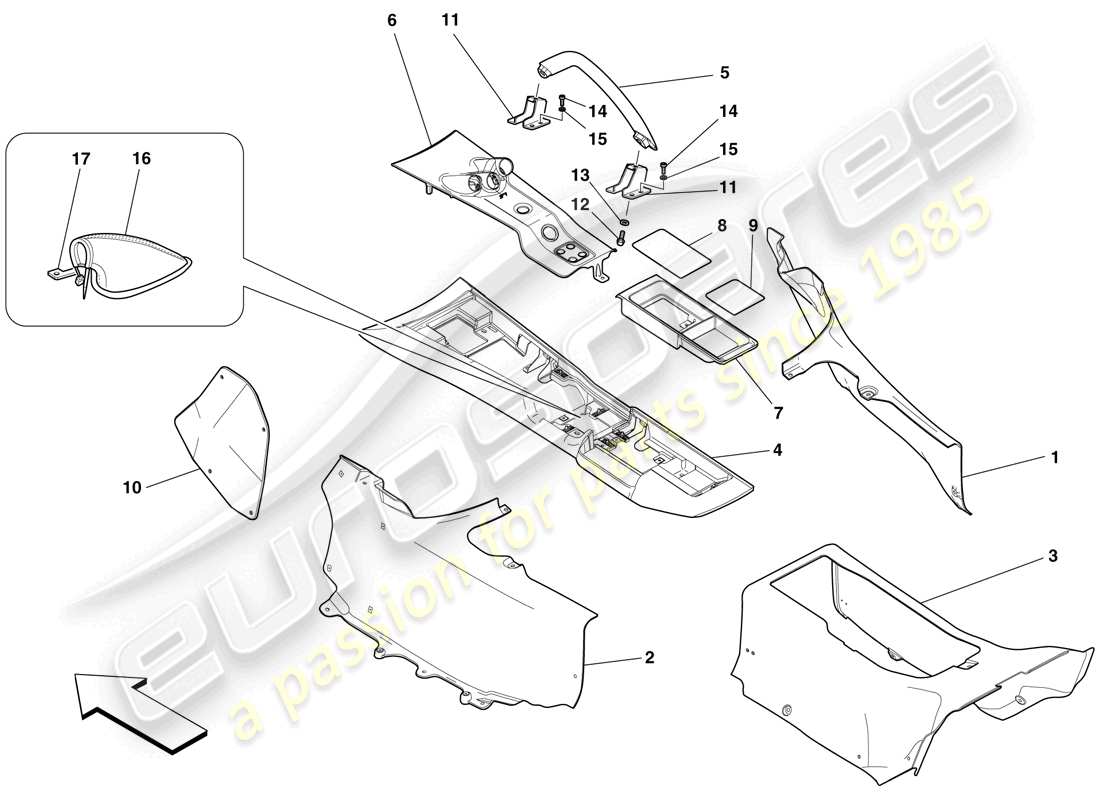 ferrari 599 sa aperta (usa) túnel - subestructura y accesorios diagrama de piezas