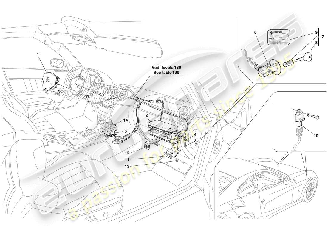 ferrari 612 scaglietti (usa) diagrama de piezas del airbag