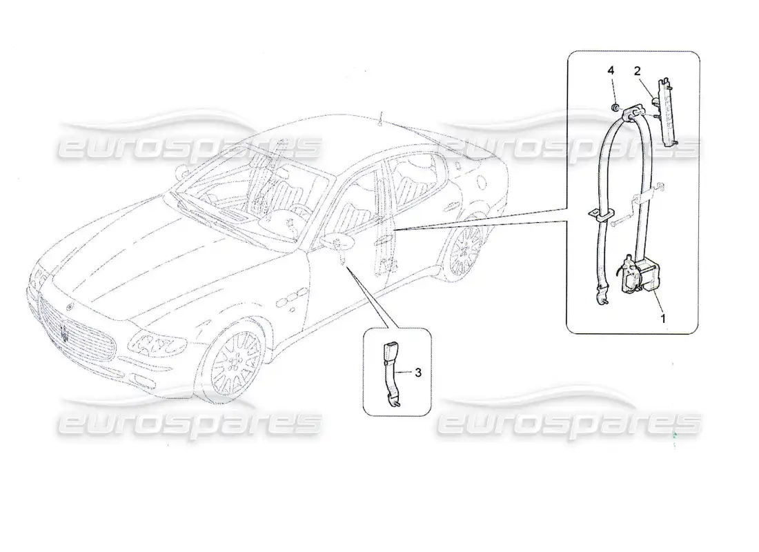 maserati qtp. (2010) 4.7 cinturones de seguridad delanteros diagrama de piezas