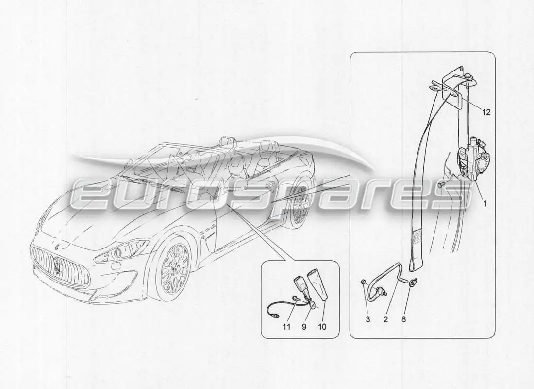 maserati grancabrio mc centenario cinturones de seguridad delanteros diagrama de piezas