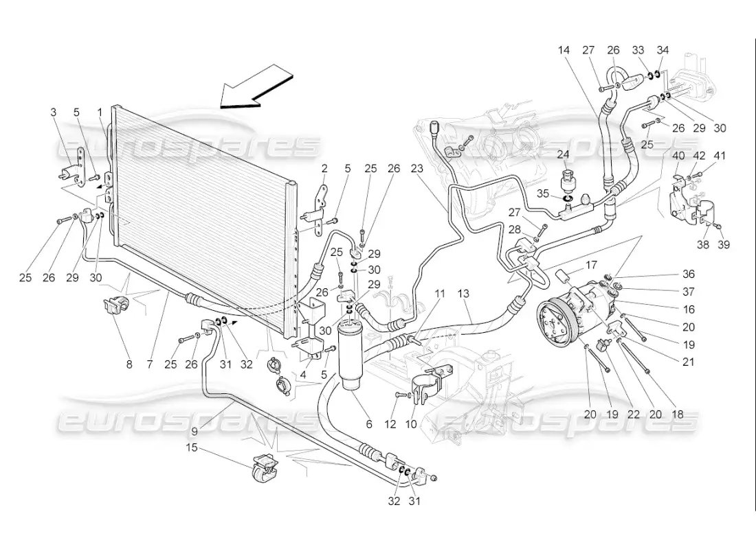 maserati qtp. (2007) 4.2 f1 unidad a c: dispositivos del compartimiento del motor diagrama de piezas